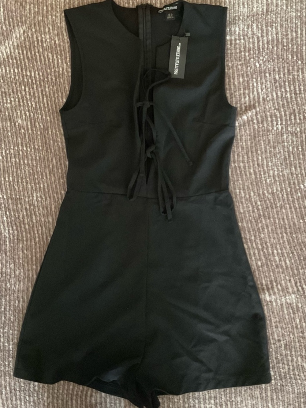 PrettyLittleThing Black Sleeveless Lace-Up Kids Playsuit